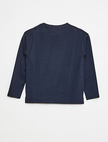 T-shirt uni à manches longues et poche poitrine - collection facile à enfiler