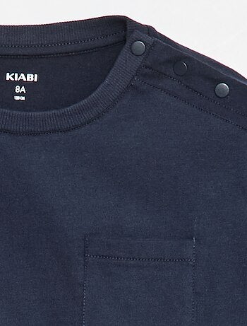 T-shirt uni à manches longues et poche poitrine - collection facile à enfiler