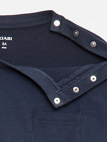 T-shirt uni à manches longues et poche poitrine - collection facile à enfiler