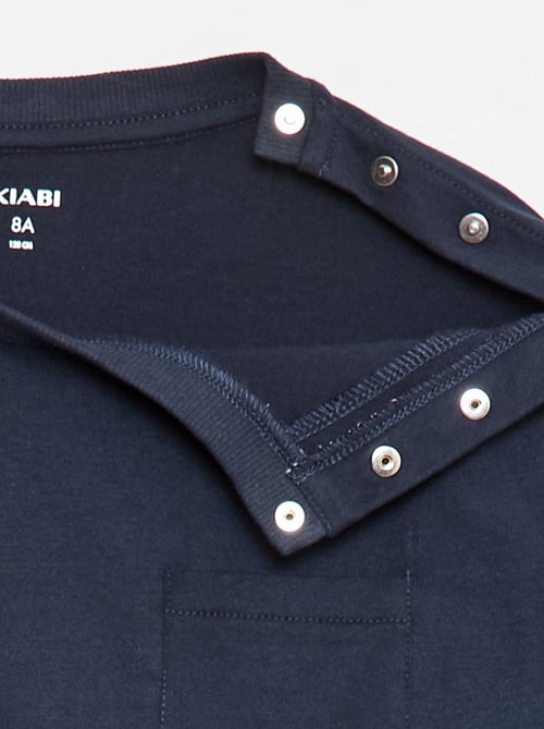 T-shirt uni à manches longues et poche poitrine - collection facile à enfiler - Kiabi