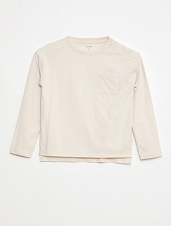 T-shirt uni à manches longues et poche poitrine - So Easy