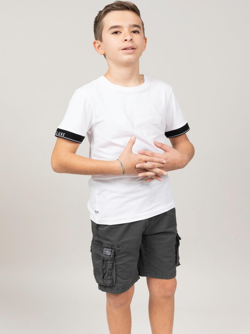 T-shirt uni avec bandes sérigraphiées 'Deeluxe' Blanc - Kiabi