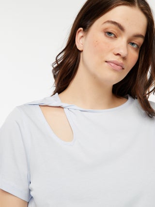 T-shirt uni avec fente ajourée avec effet twxité