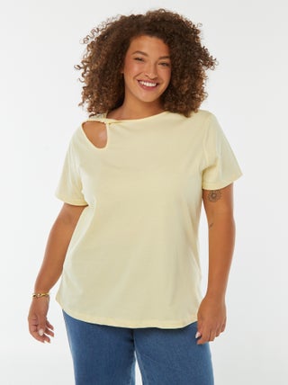 T-shirt uni avec fente ajourée avec effet twxité