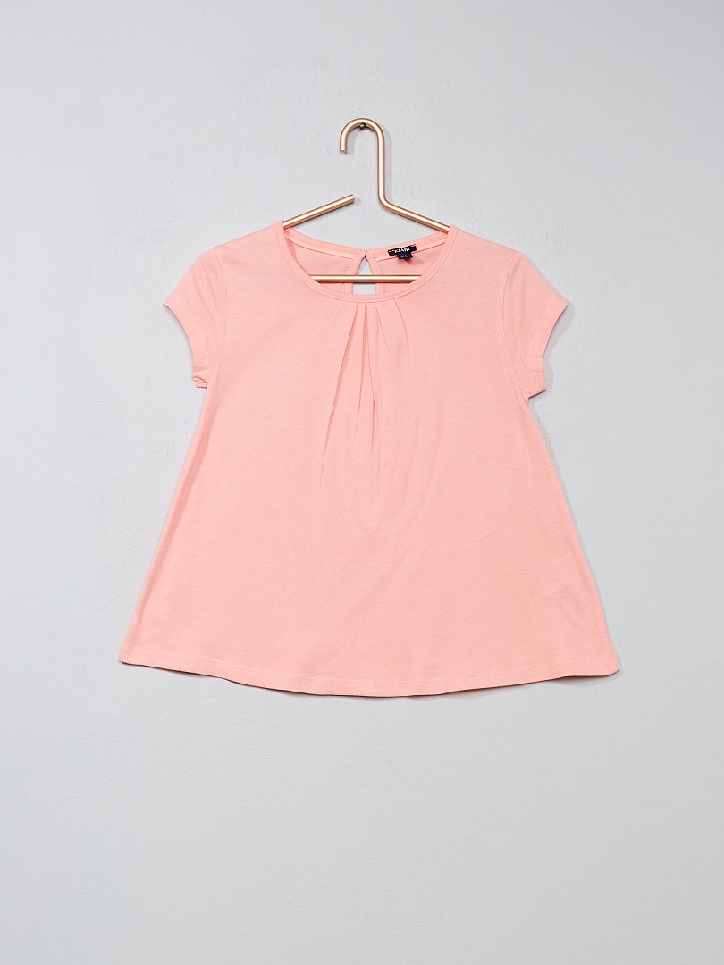 T-shirt uni avec plis rose clair - Kiabi