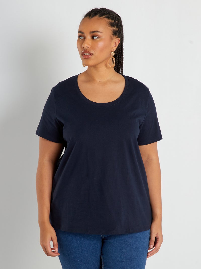 T-shirt Uni bleu marine - Kiabi