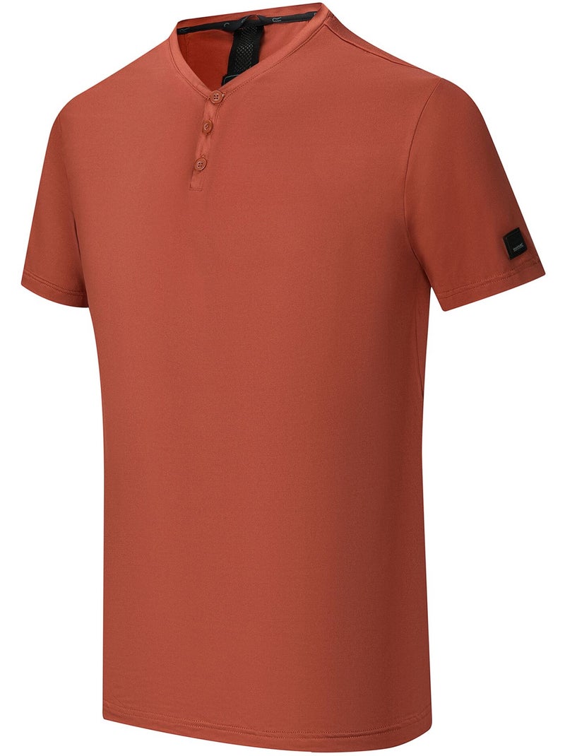 T-shirt uni col v boutonné dewi - regatta Orange clémentine - Kiabi