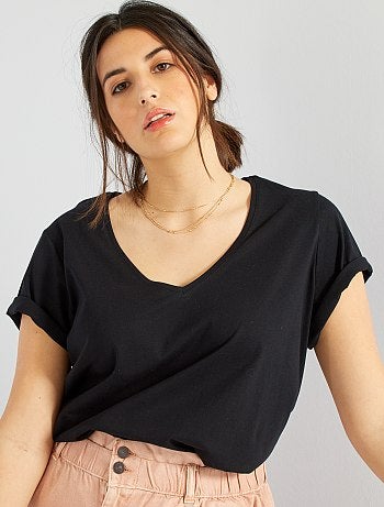 T-shirt uni col V