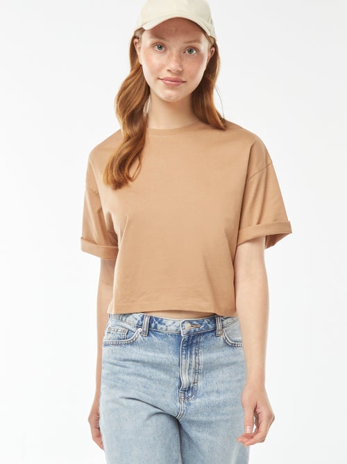 T-shirt uni coupe courte manches courtes - Kiabi