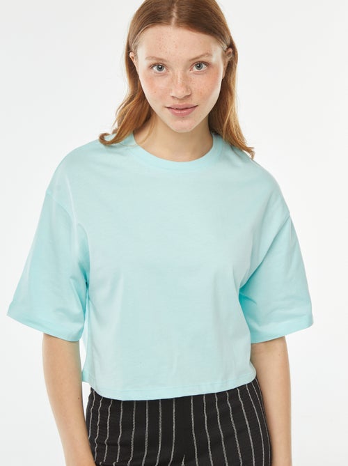 T-shirt uni coupe courte manches courtes - Kiabi