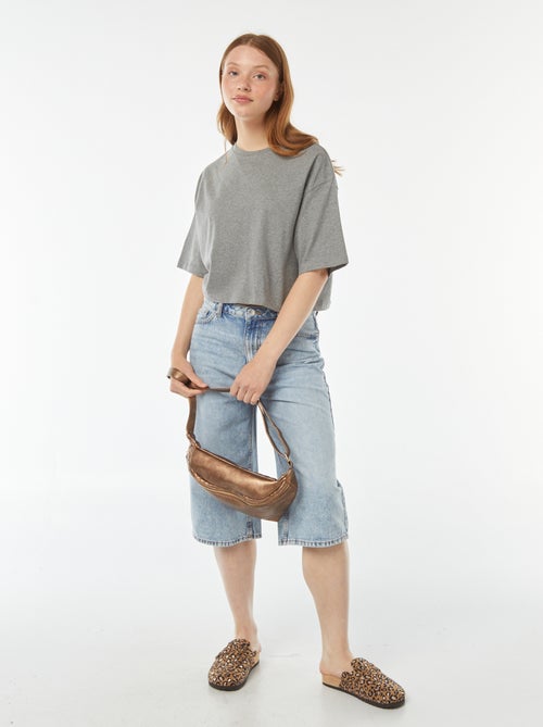 T-shirt uni coupe courte manches courtes - Kiabi