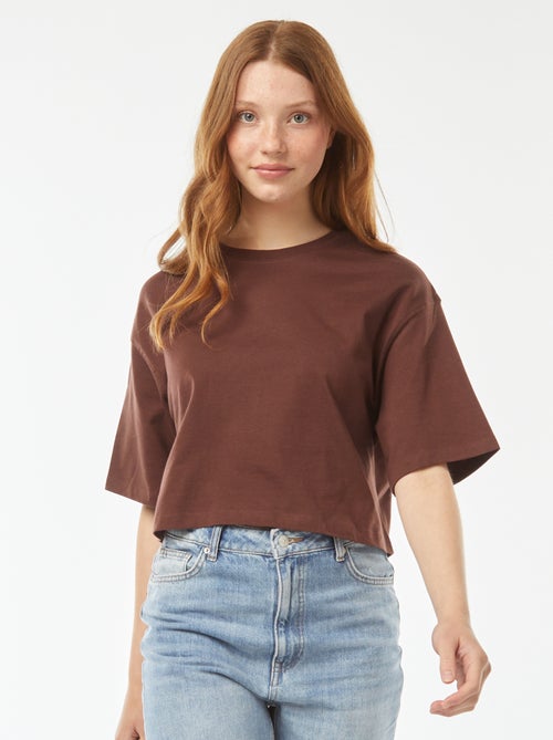 T-shirt uni coupe courte manches courtes - Kiabi
