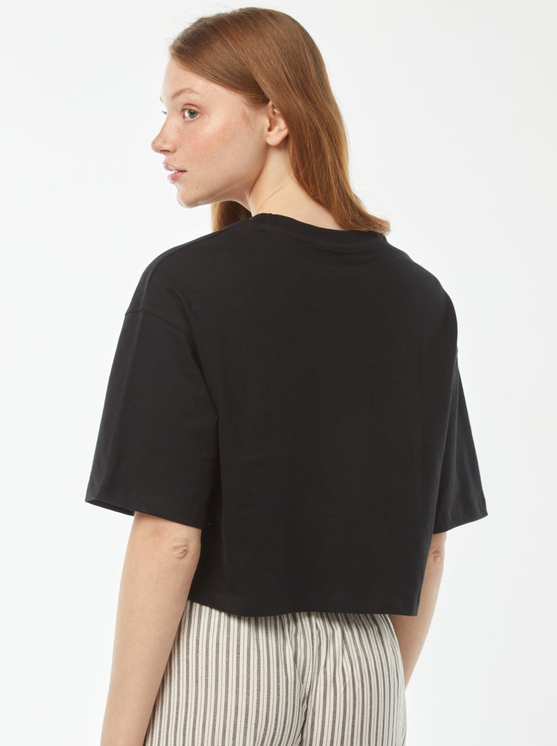 T-shirt uni coupe courte manches courtes Noir - Kiabi