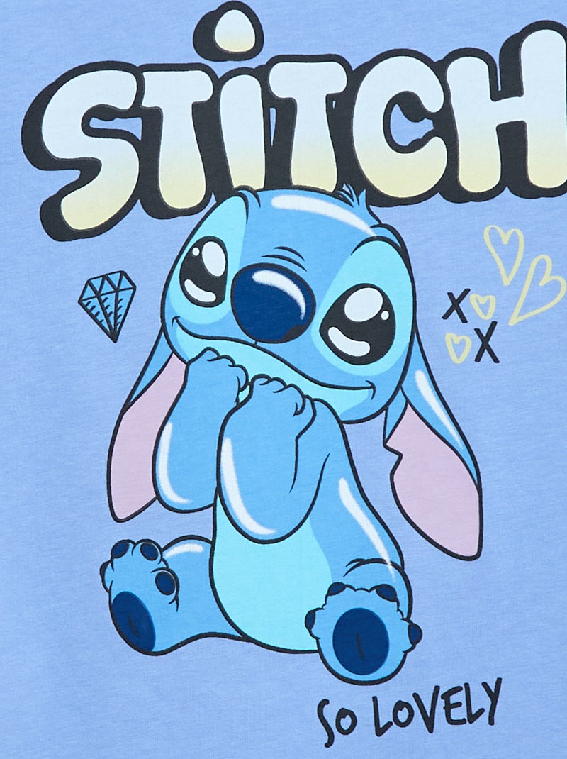 T-shirt uni 'Disney' 'Stitch' en coton Bleu - Kiabi