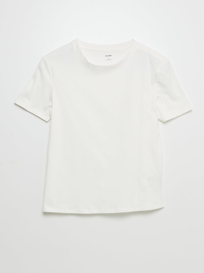 T-shirt uni en coton - So Easy blanc - Kiabi