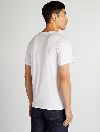 T-shirt uni en coton à col rond pour homme