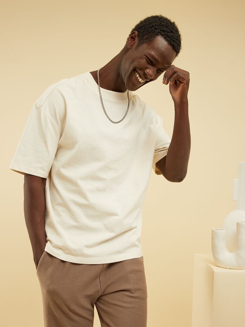 T-shirt uni en coton Blanc - Kiabi