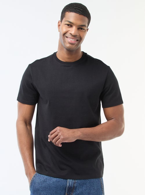 T-shirt uni en coton pour homme à col rond - Kiabi