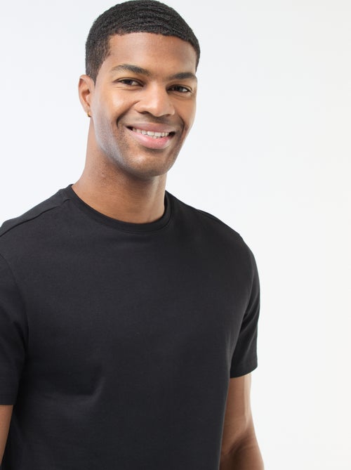 T-shirt uni en coton pour homme à col rond - Kiabi