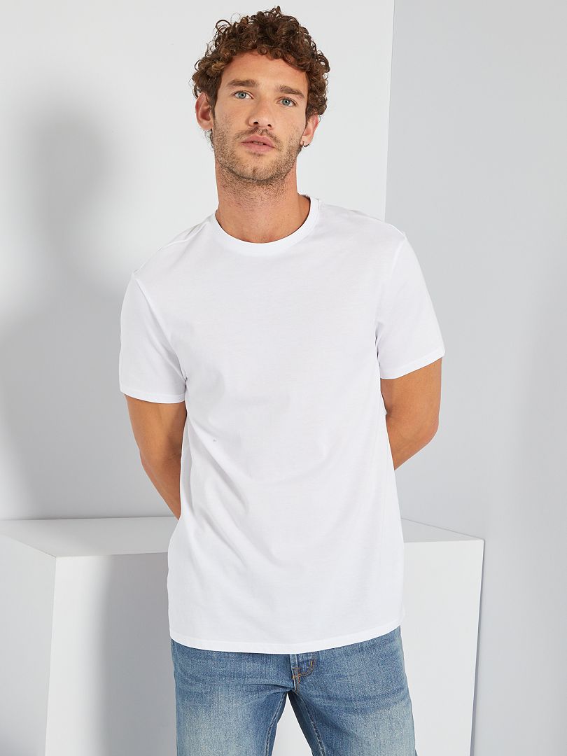 T-shirt uni en coton premium - blanc - Kiabi - 10.00€