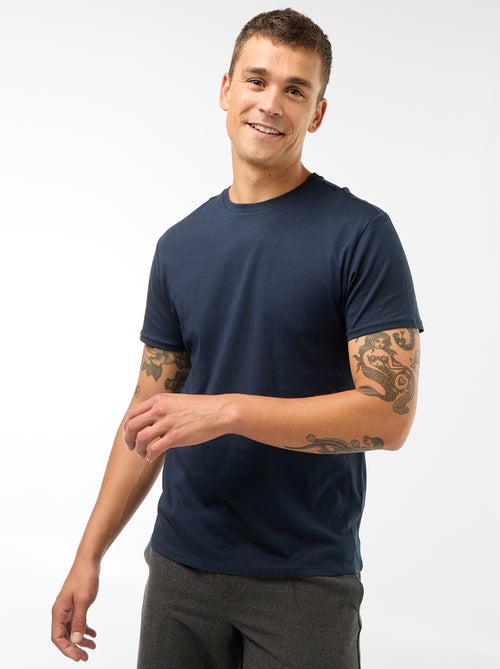 T-shirt uni en jersey à col rond Homme - Kiabi