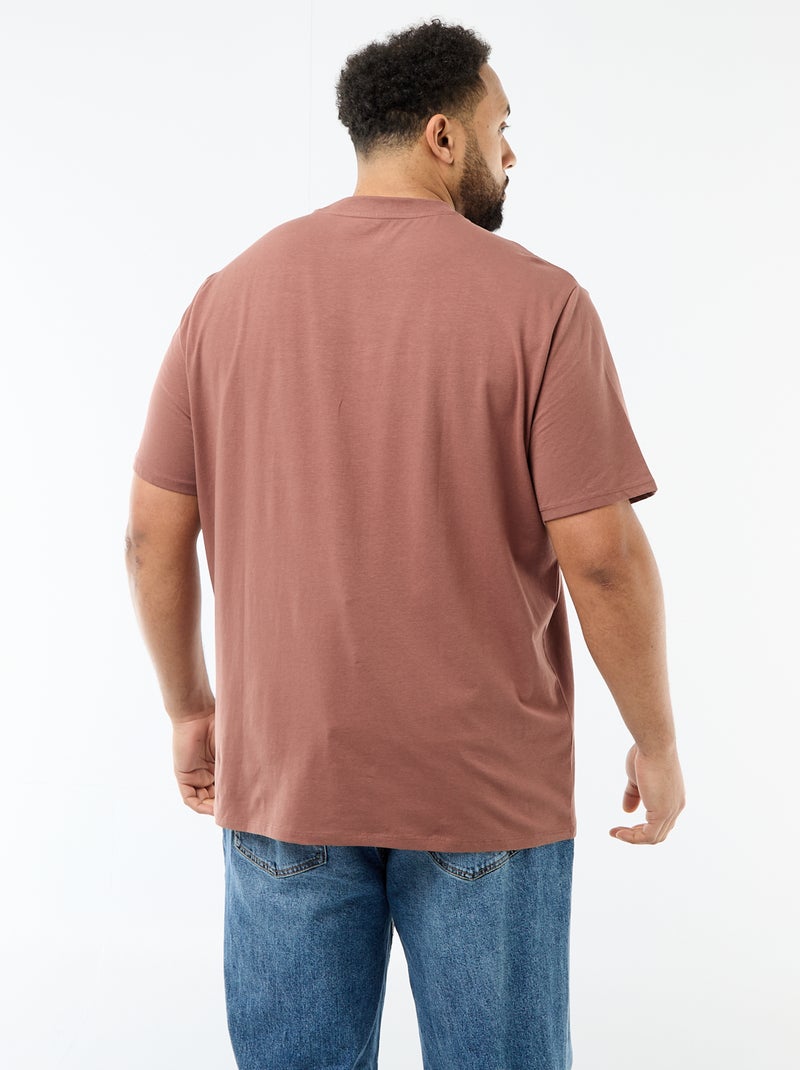 T-shirt uni en jersey à col rond pour homme Marron - Kiabi