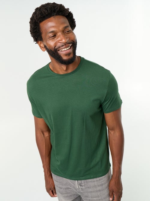T-shirt uni en jersey à col rond pour homme - Kiabi