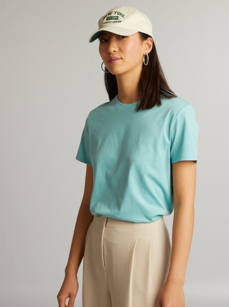 T-shirt uni en jersey bleu marin - Kiabi