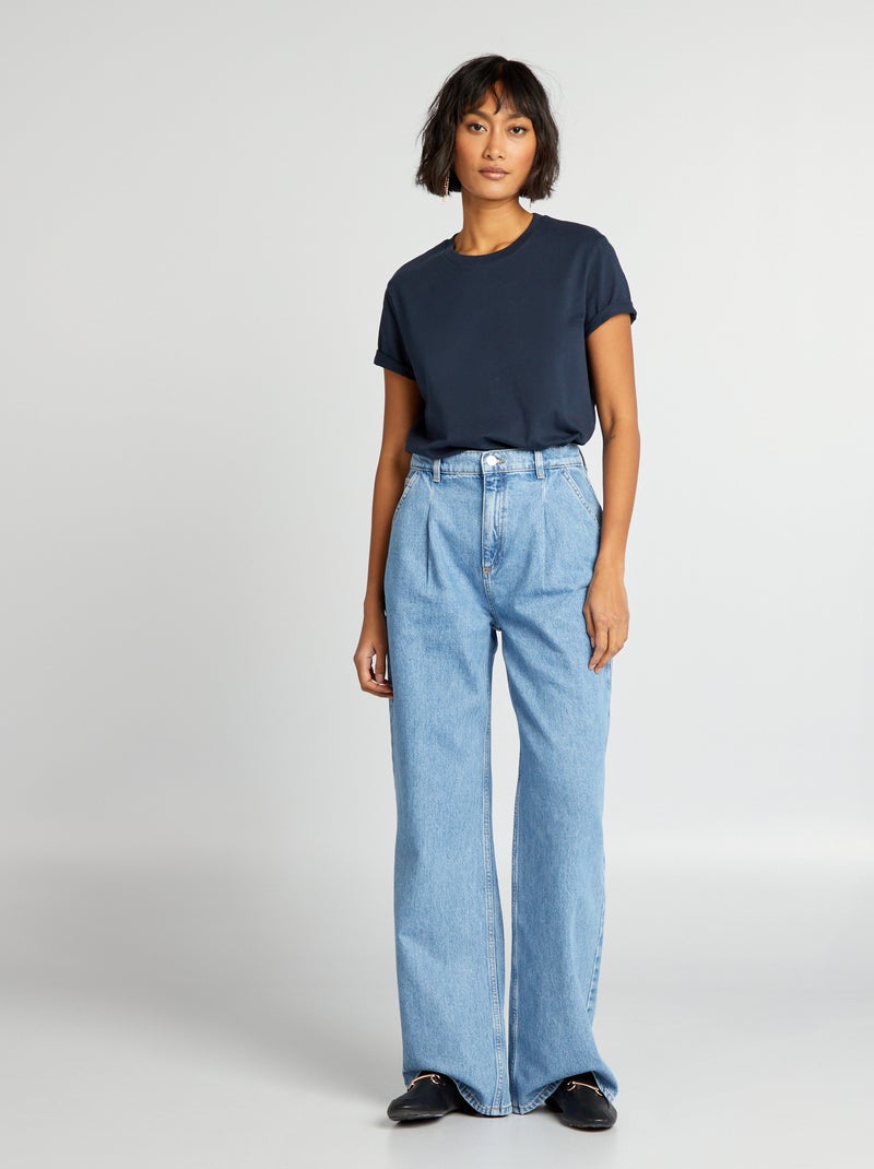 T-shirt uni en jersey bleu marine - Kiabi