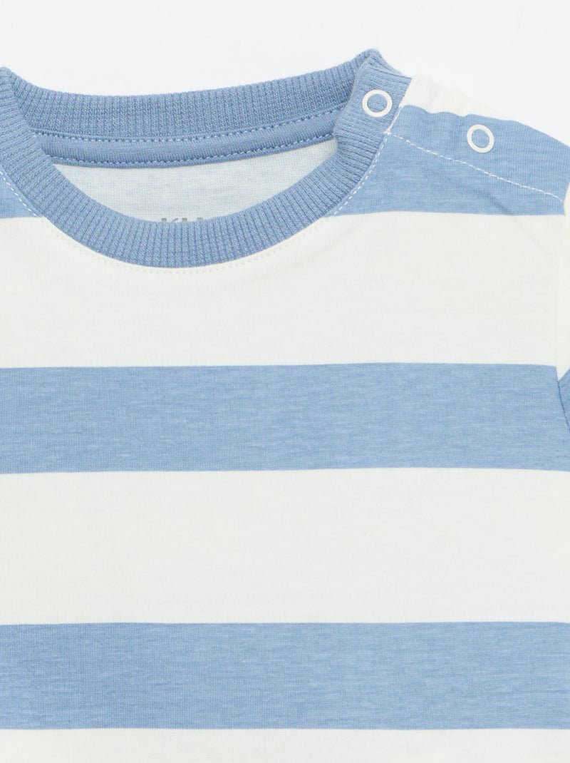 T-shirt uni en jersey coton Bleu - Kiabi