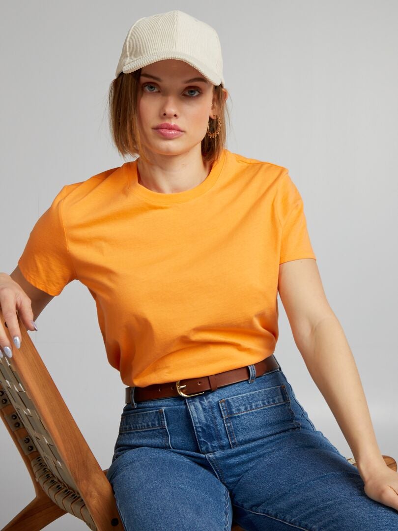 T-shirt uni en jersey Orange - Kiabi