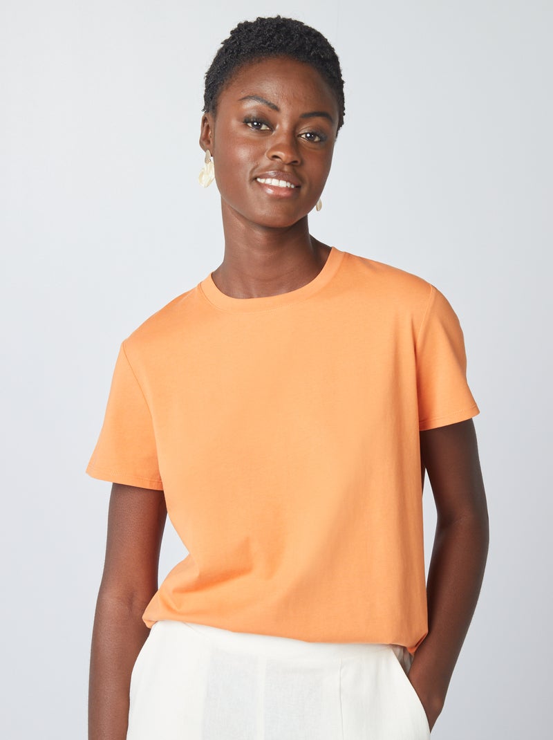 T-shirt uni en jersey ORANGE - Kiabi