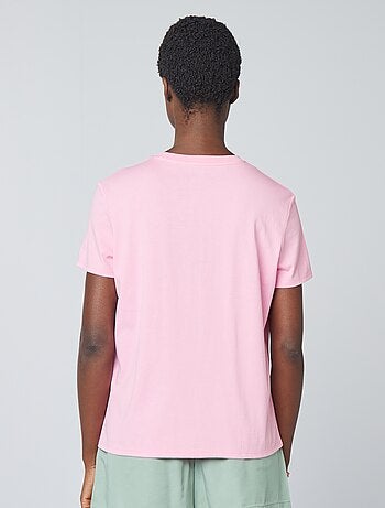 T-shirt Rose Sensibilisation Cancer Du Sein - Femme, Manches Courtes, Motif Ruban Arc, Soutien Octobre Rose