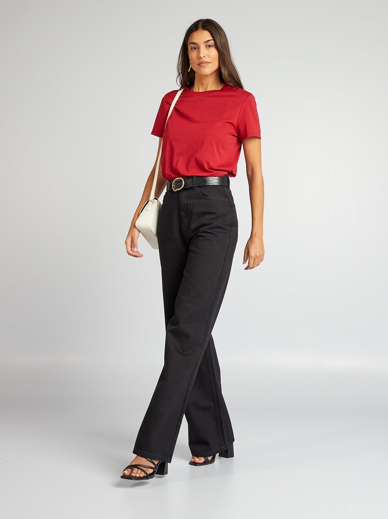 T-shirt uni en jersey ROUGE - Kiabi