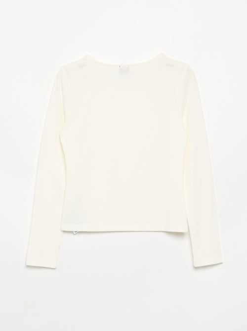 T-shirt uni en maille côtelée avec épaule boutonnée - Kiabi