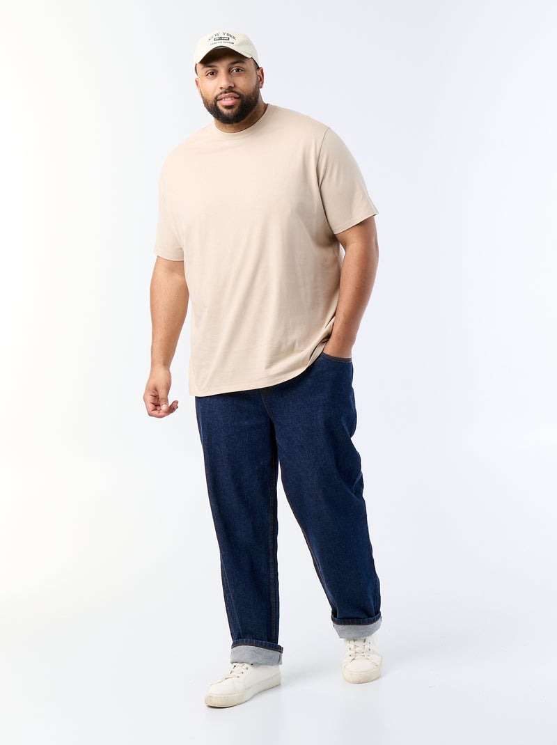 T-shirt uni en maille jersey Beige - Kiabi