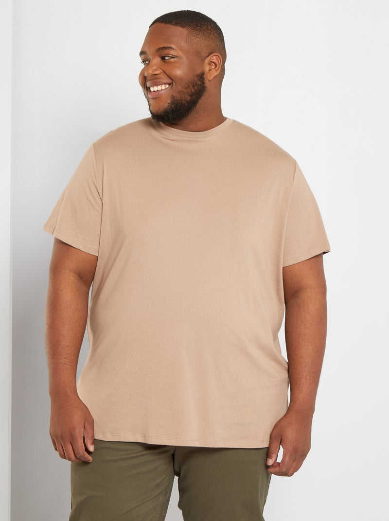 T-shirt uni en maille jersey Beige - Kiabi