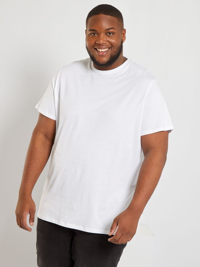 T-shirt uni en maille jersey blanc - Kiabi