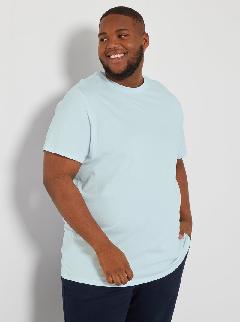 T-shirt uni en maille jersey Bleu ciel - Kiabi