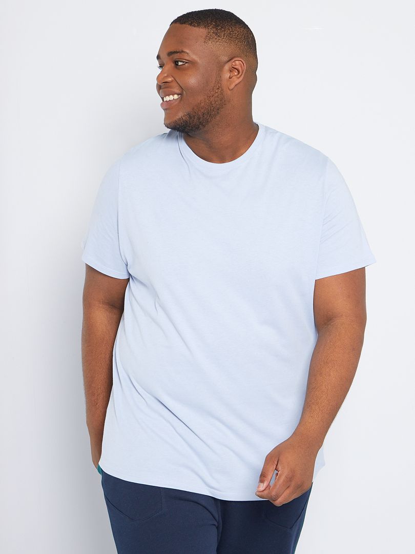 T-shirt uni en maille jersey bleu gris pâle - Kiabi