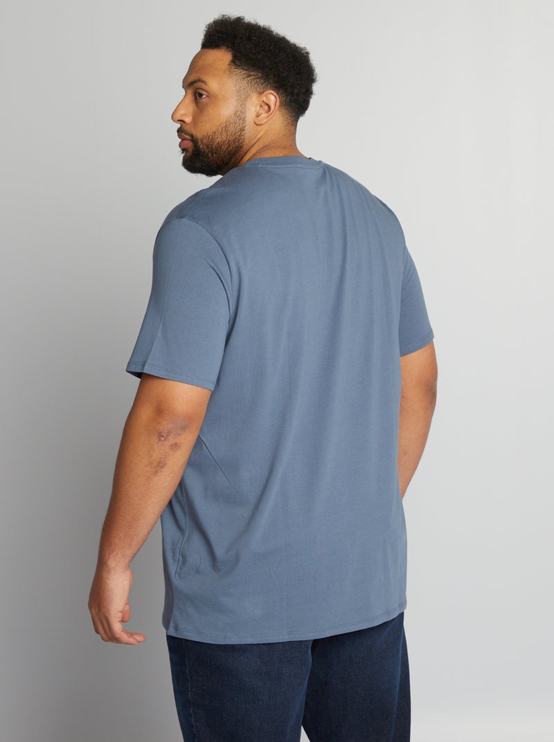 T-shirt uni en maille jersey bleu gris - Kiabi