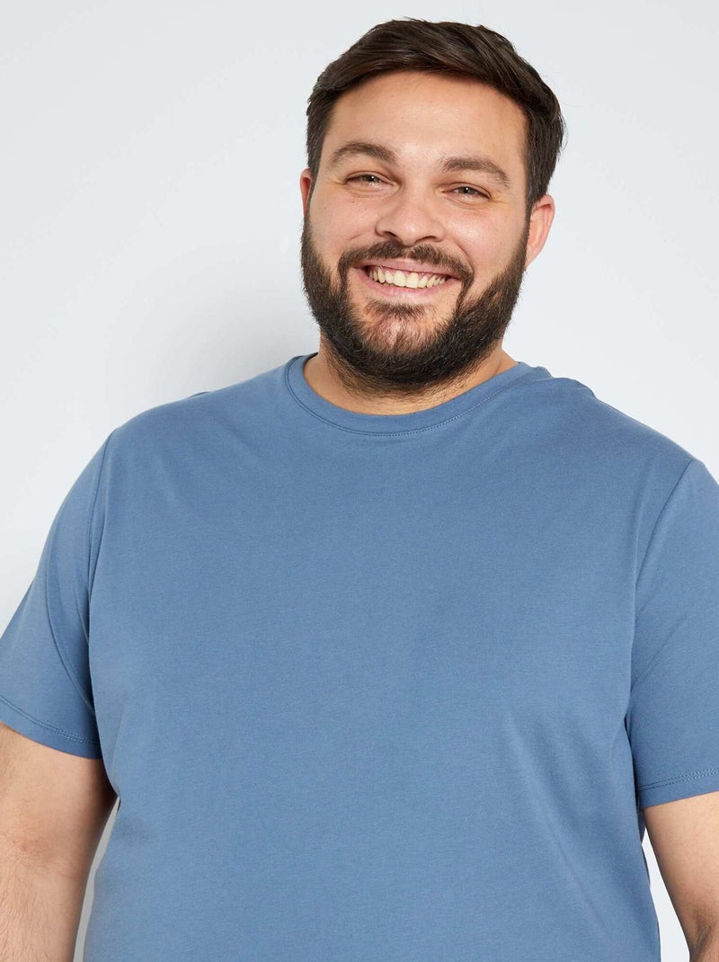 T-shirt uni en maille jersey bleu gris - Kiabi