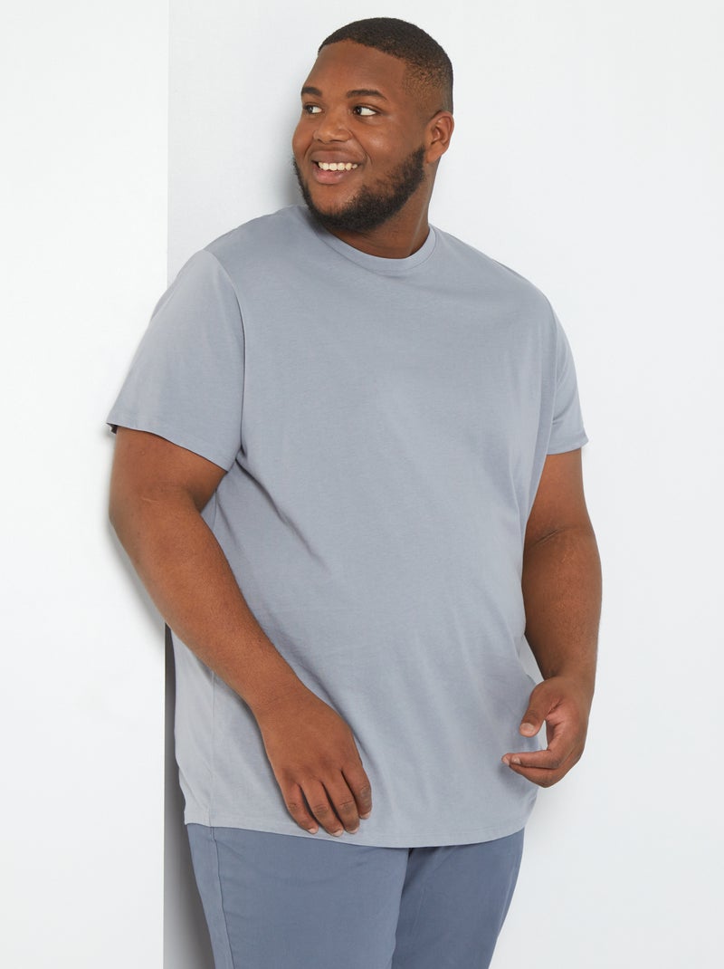 T-shirt uni en maille jersey Bleu gris - Kiabi