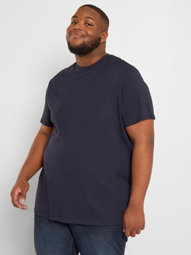 T-shirt uni en maille jersey bleu marine - Kiabi