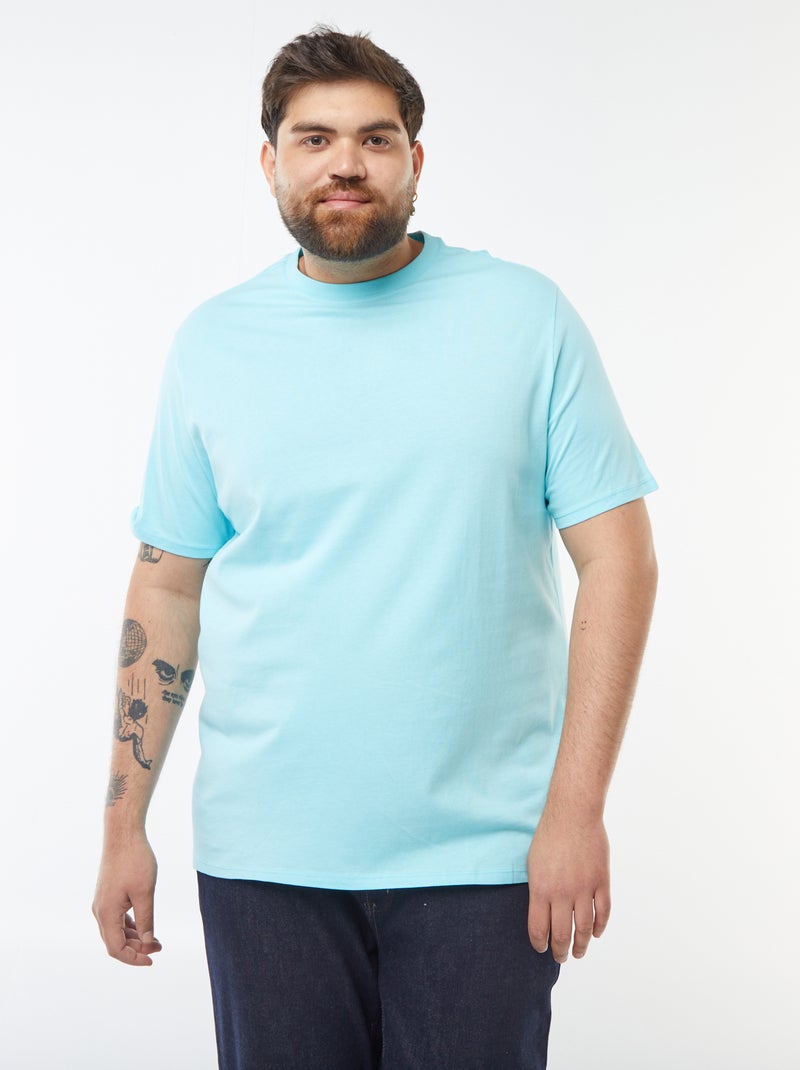 T-shirt uni en maille jersey Bleu - Kiabi