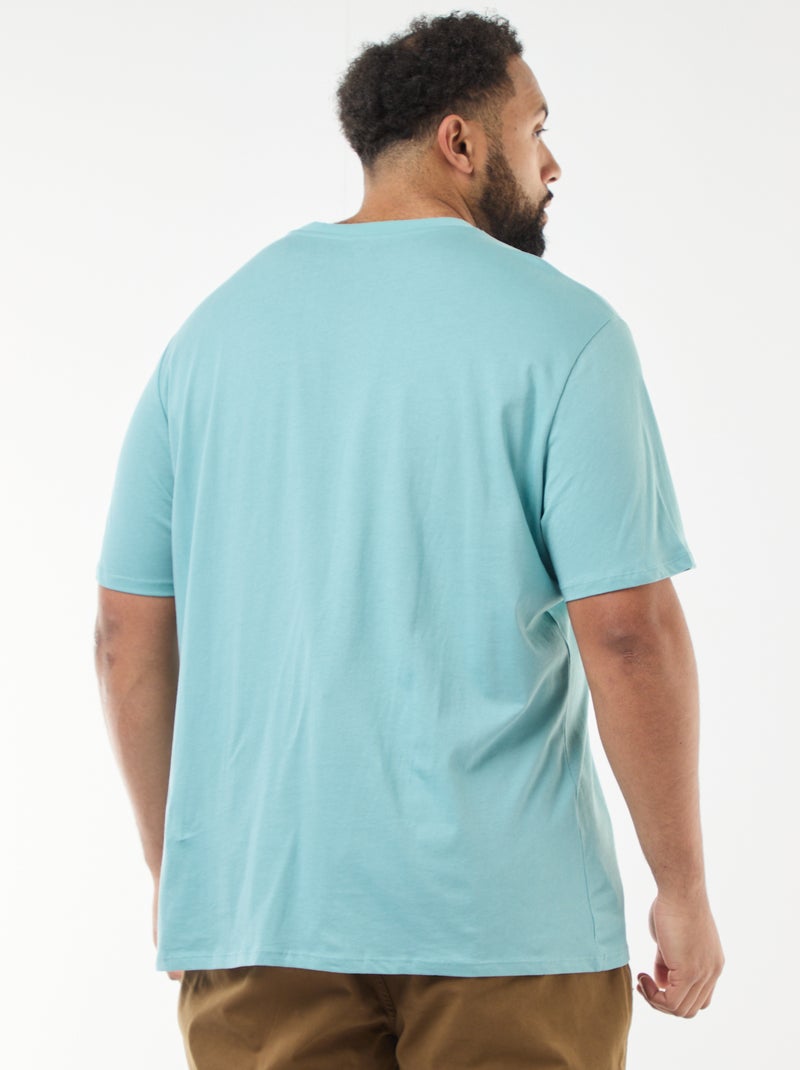 T-shirt uni en maille jersey Bleu - Kiabi