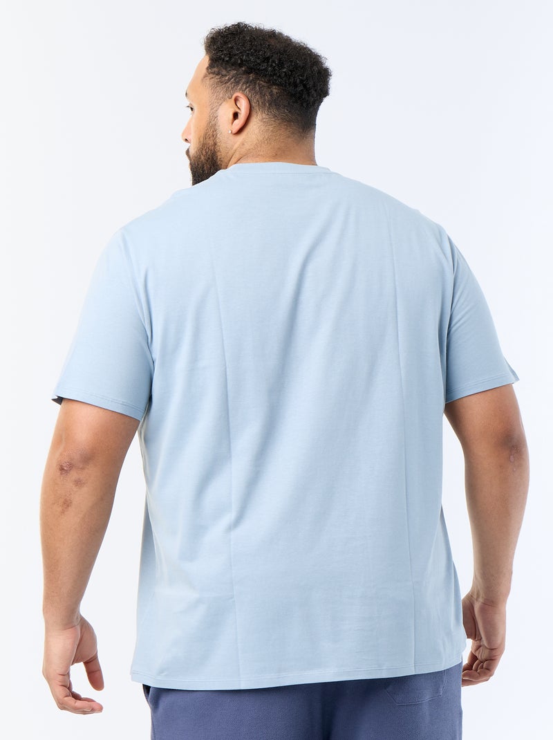 T-shirt uni en maille jersey Bleu - Kiabi