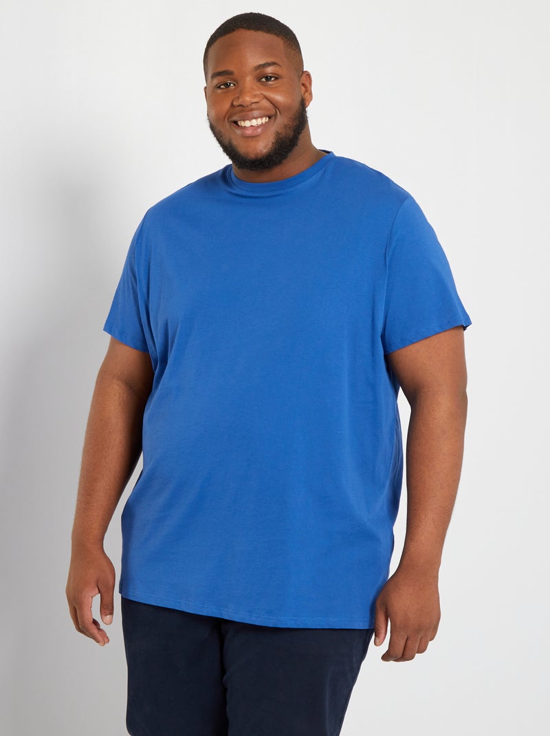 T-shirt uni en maille jersey Bleu - Kiabi