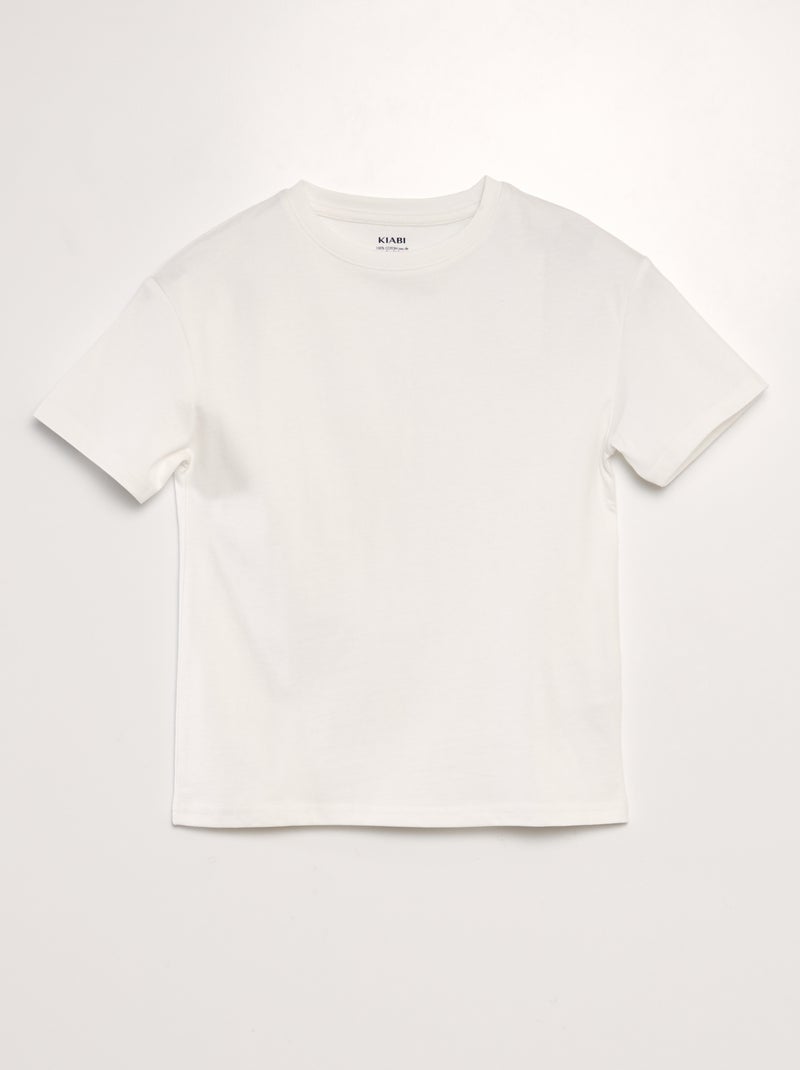 T-shirt uni en maille jersey épaisse - Tough Cotton™ blanc - Kiabi