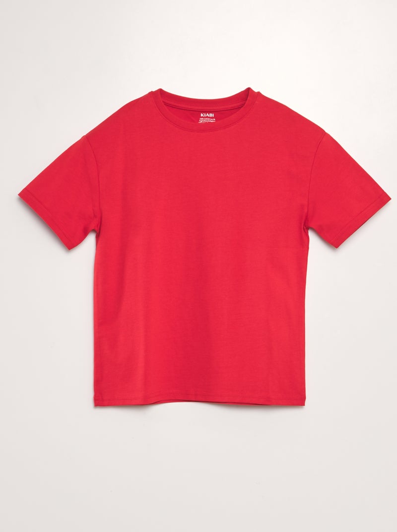 T-shirt uni en maille jersey épaisse - Tough Cotton™ rouge - Kiabi